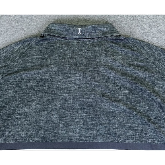 Tiger Woods Nike Polo Shirt Mens XL Grey Striped Performance Golf Snap Dri Fit - Picture 6 of 10